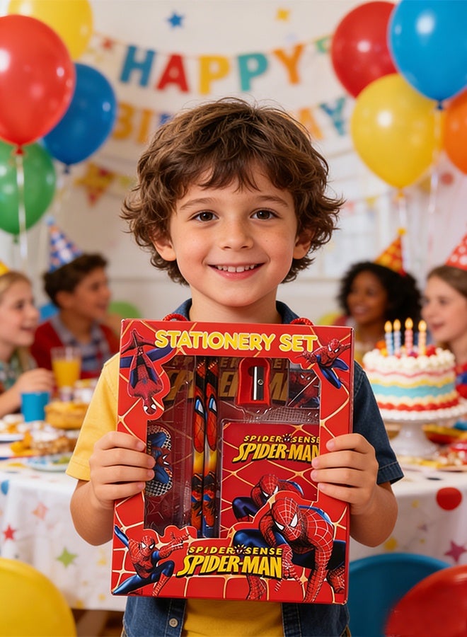 MARVEL Spider Man Themed Student Stationery Set, School Supplies Gift Box for Primary School Students, Includes Pencils/Erasers/Pencil Sharpeners/Ruler/Notebook, Perfect Back to School & Birthday Gift - Image 3